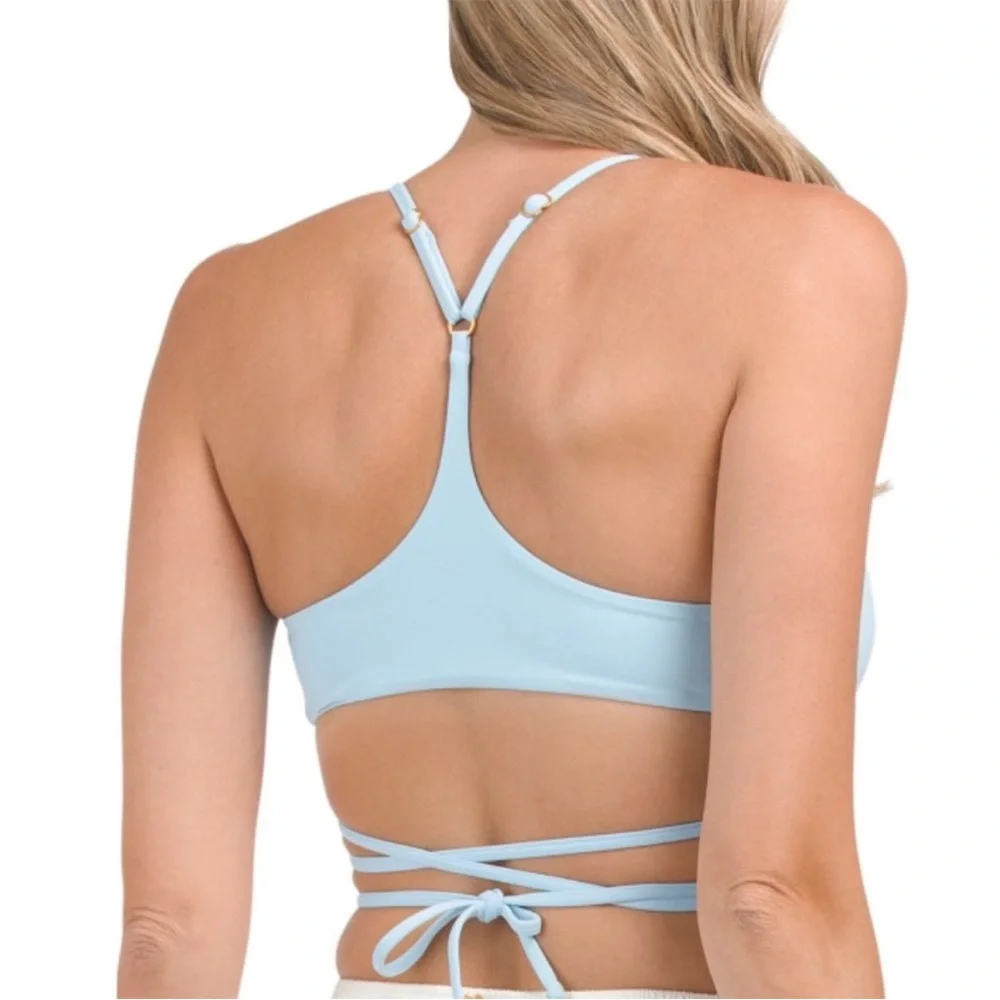 L SPACE Sky Blue Kristen Swimsuit Bikini Top